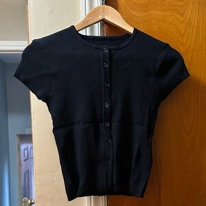 Black Ribbed Button-Up Top size small
